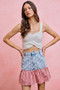 SO ME Stars And Stripes Fit And Flare Denim Mini Skirt