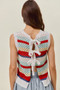 SO ME Tie Back Multi Stripe Sweater Knit Tank Top