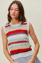 SO ME Tie Back Multi Stripe Sweater Knit Tank Top