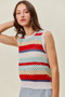 SO ME Tie Back Multi Stripe Sweater Knit Tank Top