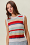 SO ME Tie Back Multi Stripe Sweater Knit Tank Top