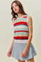 SO ME Tie Back Multi Stripe Sweater Knit Tank Top