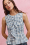 SO ME Plaid Sleeveless Ruffle Peplum Top