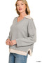 Zenana Dual-look Collared V-neck Sweater