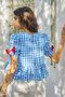 SO ME 4th Of July Gingham Ribbon Detail Short Sleeves Blouse