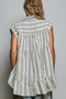 POL Striped Ruffle Collared Sleeveless Cotton Top