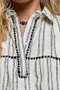 POL Striped Ruffle Collared Sleeveless Cotton Top