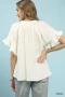 Umgee Ruffle Sleeve V-Neck Flutter Blouse