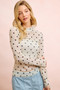 BiBi High Neck Line Polka Dots Mesh Top With Thumb Open