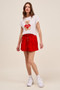 SO ME Solid Twill Denim Pintucked Buttoned Shorts With Waist Tie