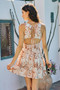 SO ME Shell Print Smocked Fit And Flare Mini Lined Dress