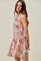 SO ME Shell Print Smocked Fit And Flare Mini Lined Dress