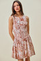 SO ME Shell Print Smocked Fit And Flare Mini Lined Dress