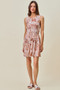 SO ME Shell Print Smocked Fit And Flare Mini Lined Dress