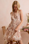 SO ME Shell Print Smocked Fit And Flare Mini Lined Dress