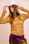 BiBi Ruffles Detail Mardi Gras Color Flower Lace Top