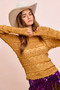 BiBi Ruffles Detail Mardi Gras Color Flower Lace Top