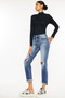 Kancan High Waist Distressed Hem Detail Cropped Straight Jeans