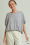 Umgee Mini Texture Checkered Bubble Hem Top
