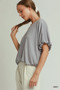 Umgee Mini Texture Checkered Bubble Hem Top
