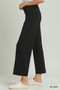 Umgee Cotton Viscose Folded Waistband Straight Leg Pants
