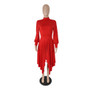 Women's Sexy Fashion Pleated Long Sleeve Solid Color Dress