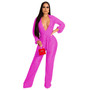 Women's Fashion Casual Pleated High Stretch Sex Belt Turndown Collar Jumpsuit