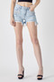 RISEN Frayed Hem Denim Shorts with Fringe Detail Pockets