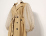 Autumn polka lantern sleeve Patchwork loose Casual Chic spring and autumn coat