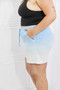 Zenana In The Zone Full Size Dip Dye High Waisted Shorts in Blue Plus Size