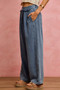 SO ME Mid Rise Ruffled Front Elastic Wide Leg Jeans