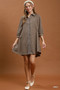 Umgee Plaid Button Down Oversized Shirt Dress