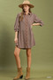 Umgee Plaid Button Down Oversized Shirt Dress