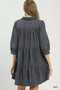 Umgee Plaid Button Down Oversized Shirt Dress