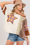 SAGE + FIG Full Size Round Neck Plaid Star Patch T-Shirt Plus Size