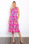 Be Stage Print Ruffled Midi Dress with Pockets