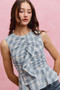 SO ME Plaid Sleeveless Ruffle Peplum Top