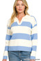 Zenana Striped Collared Sweater
