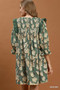 Umgee Mix Floral Print Smocked Ruffle Detail Flowy Dress
