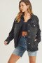 RISEN Full Size Distressed Long Sleeve Denim Jacket