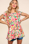 Haptics Floral Peplum Babydoll Blouse