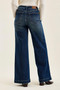 Judy Blue High Waist "lux" Retro Wide Jeans with Front Patch Tab Closure Dk Fade Indigo