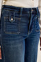 Judy Blue High Waist "lux" Retro Wide Jeans with Front Patch Tab Closure Dk Fade Indigo