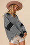 BiBi Striped Contrast Long Sleeve Knit Top
