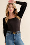 And The Why Textured Puff Sleeve Bodysuit