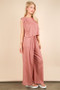 VERY J Solid Woven Top & Pants Set