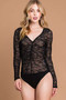 Culture Code Round Neck Mesh Perspective Bodysuit