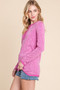 Reborn J Contrast Trim Half Button Long Sleeve T-Shirt