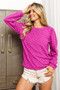BiBi Brush Chcker Jqd Puff Sleeves Crew Neck Top