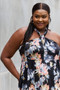 Be Stage Full Size Floral Halter Top in Black